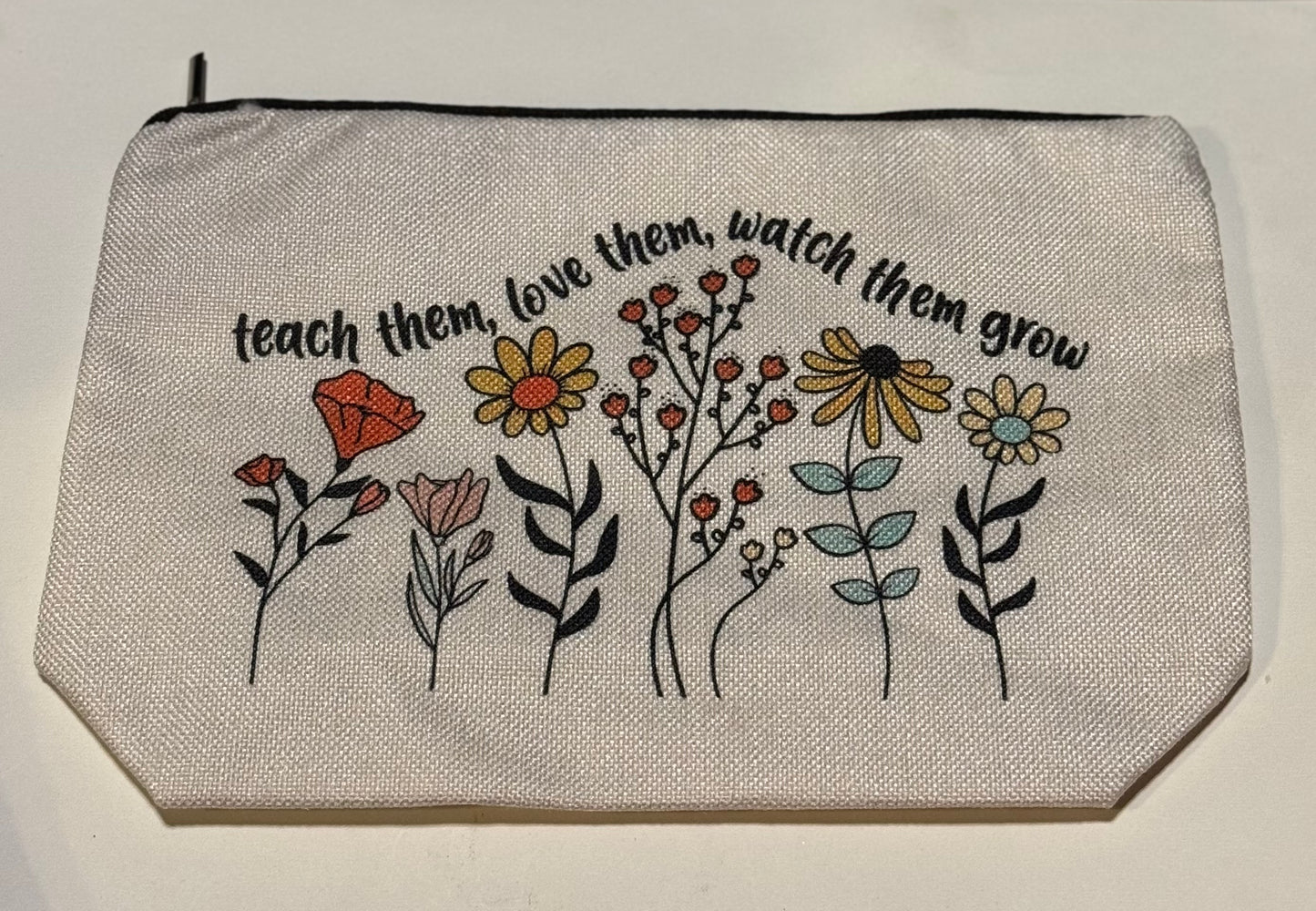 Floral Quote Zipper Pouch