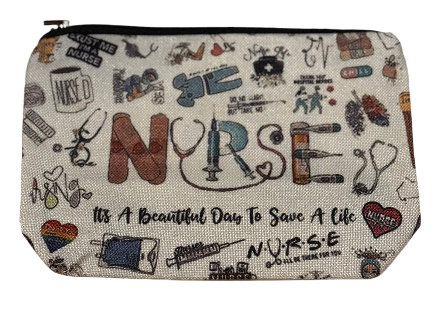 Nurse Zipper Pouch – “Beautiful Day to Save a Life”