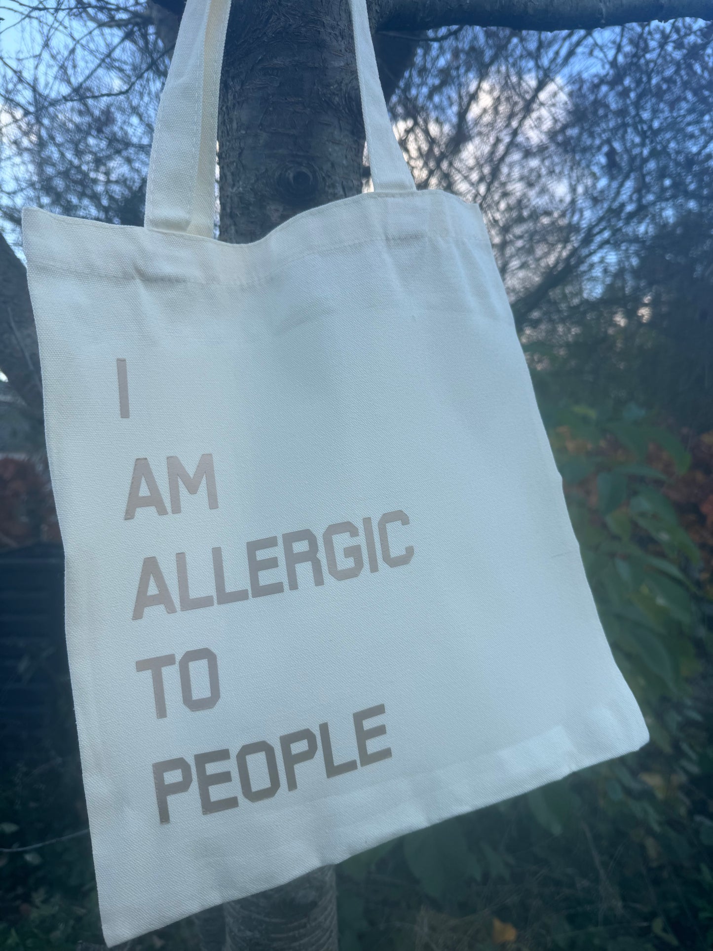 I’m allergic to people tote bag