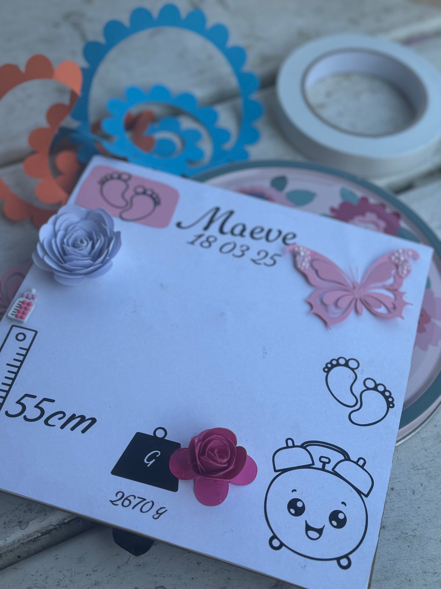 Welcome Little One – Personalized Baby Birth Shadow Box