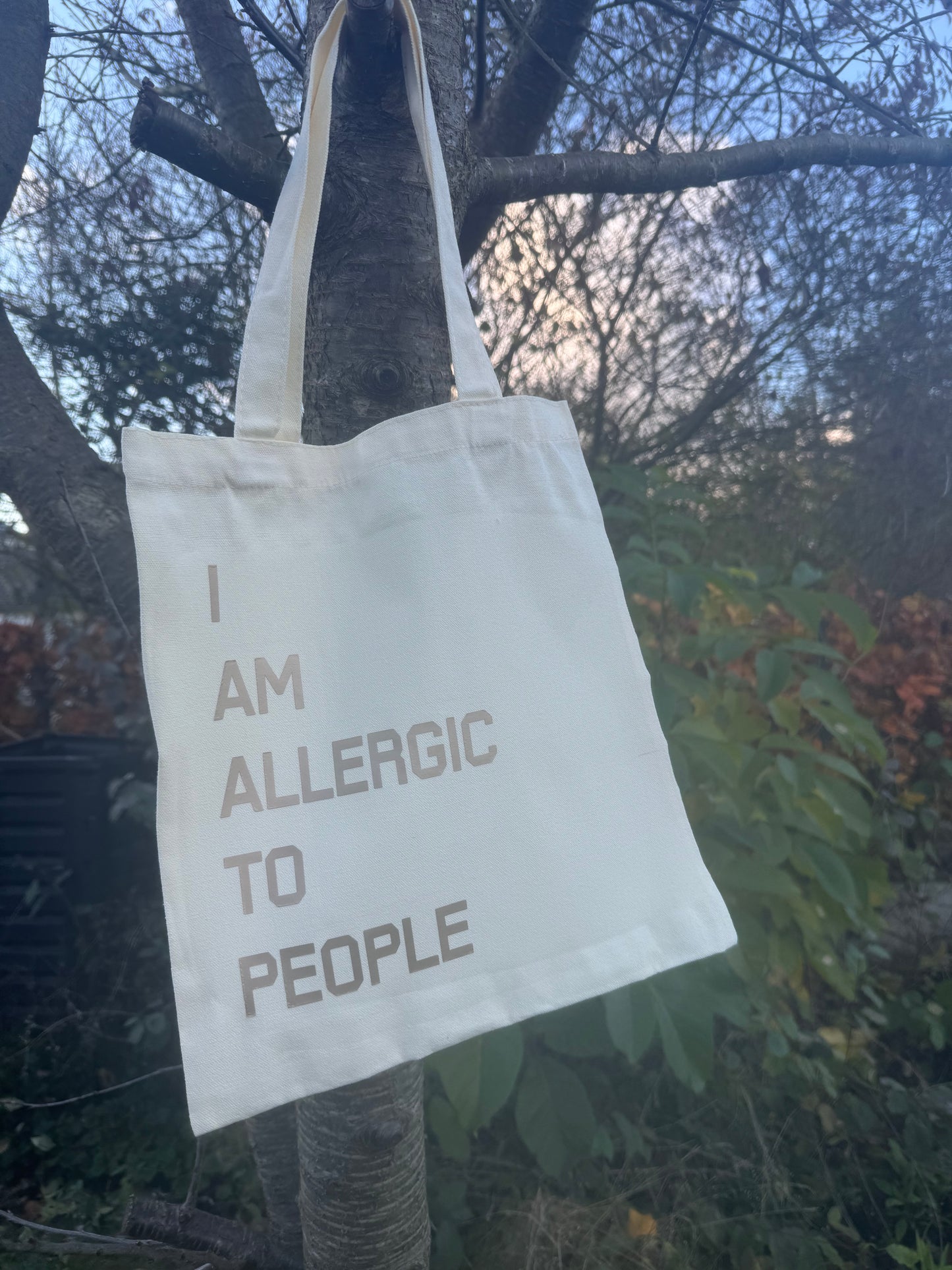 I’m allergic to people tote bag