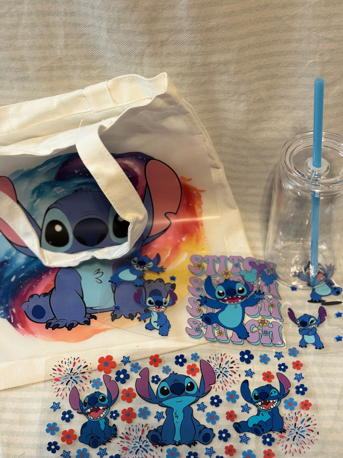 Stitch tote bag , colour changing straw and 16oz cup back to school bundle