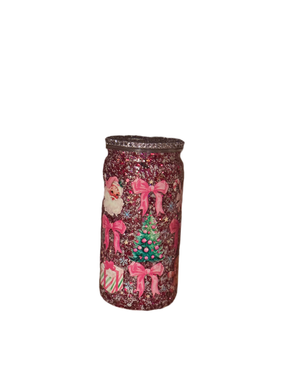 Santa bows with rhinestone lid 16oz
