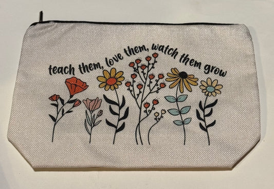 Floral Quote Zipper Pouch
