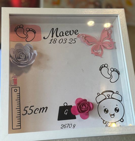 Welcome Little One – Personalized Baby Birth Shadow Box