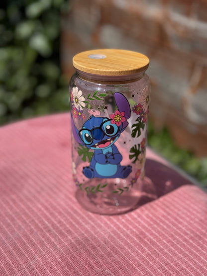 Stitch 16oz/473ml tumbler with bamboo lid and plastic straw