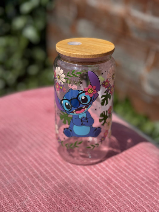 Stitch 16oz/473ml tumbler with bamboo lid and plastic straw