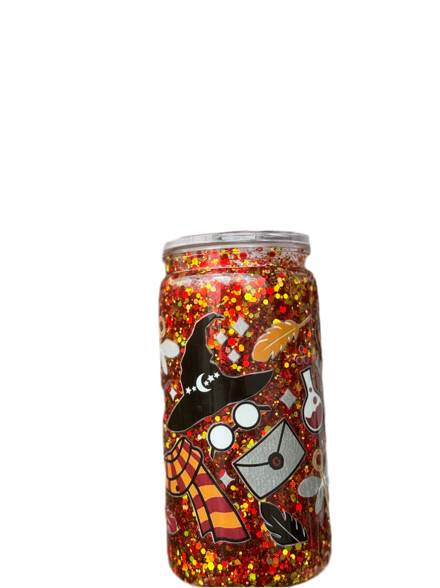 🪄 Harry Potter 16oz /473ml Snow Globe Tumbler Red & Gold Glitter