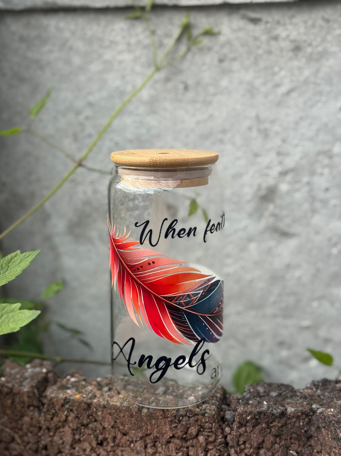 When feathers appear angels are near  Glass Tumbler￼