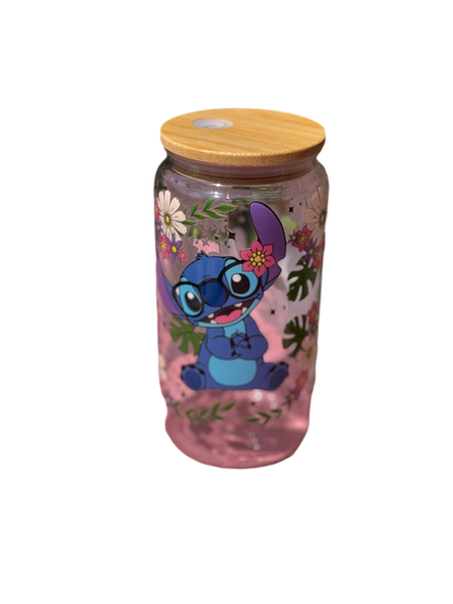 Stitch 16oz/473ml tumbler with bamboo lid and plastic straw