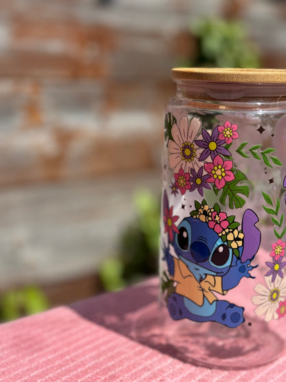 Stitch 16oz/473ml tumbler with bamboo lid and plastic straw