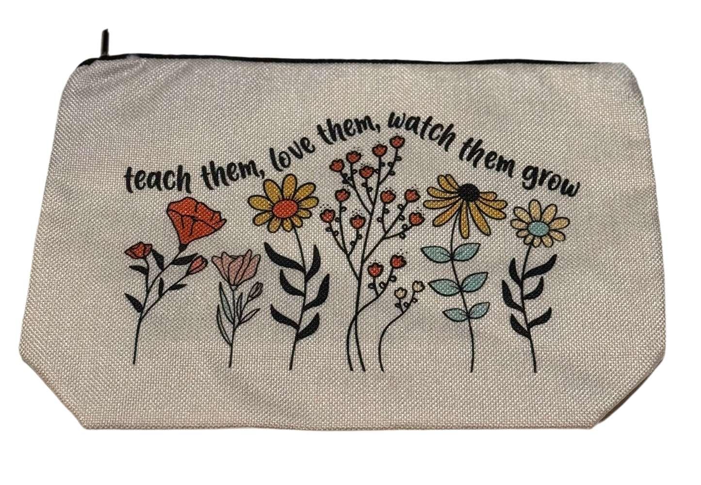 Floral Quote Zipper Pouch