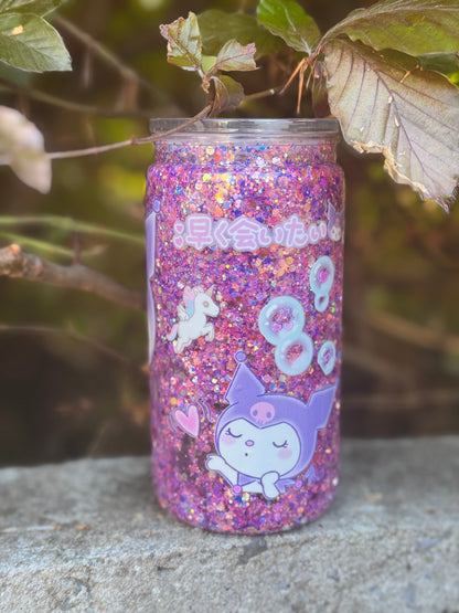 Kuromi Glitter Snow Globe Tumbler | 16oz