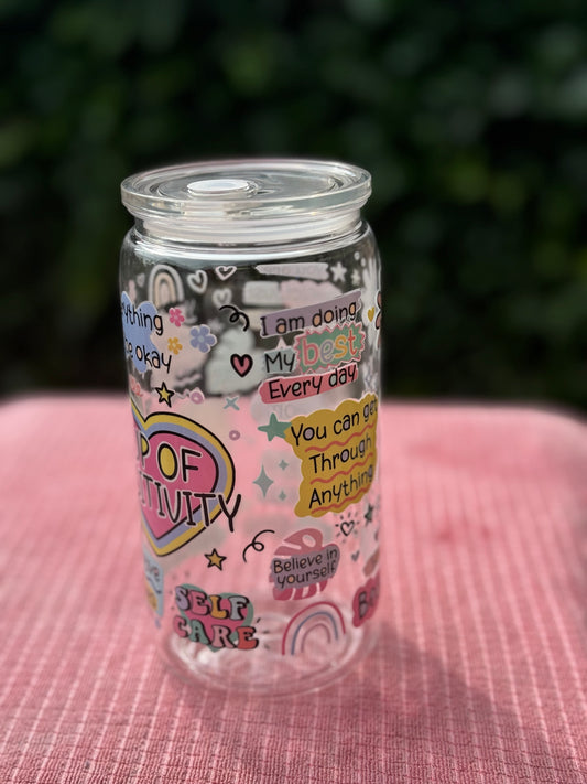 Cup of Positivity 16 oz / 473ml Acrylic Tumbler with Uplifting Quotes