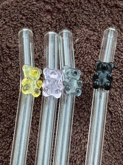 Gummy bears glass straw