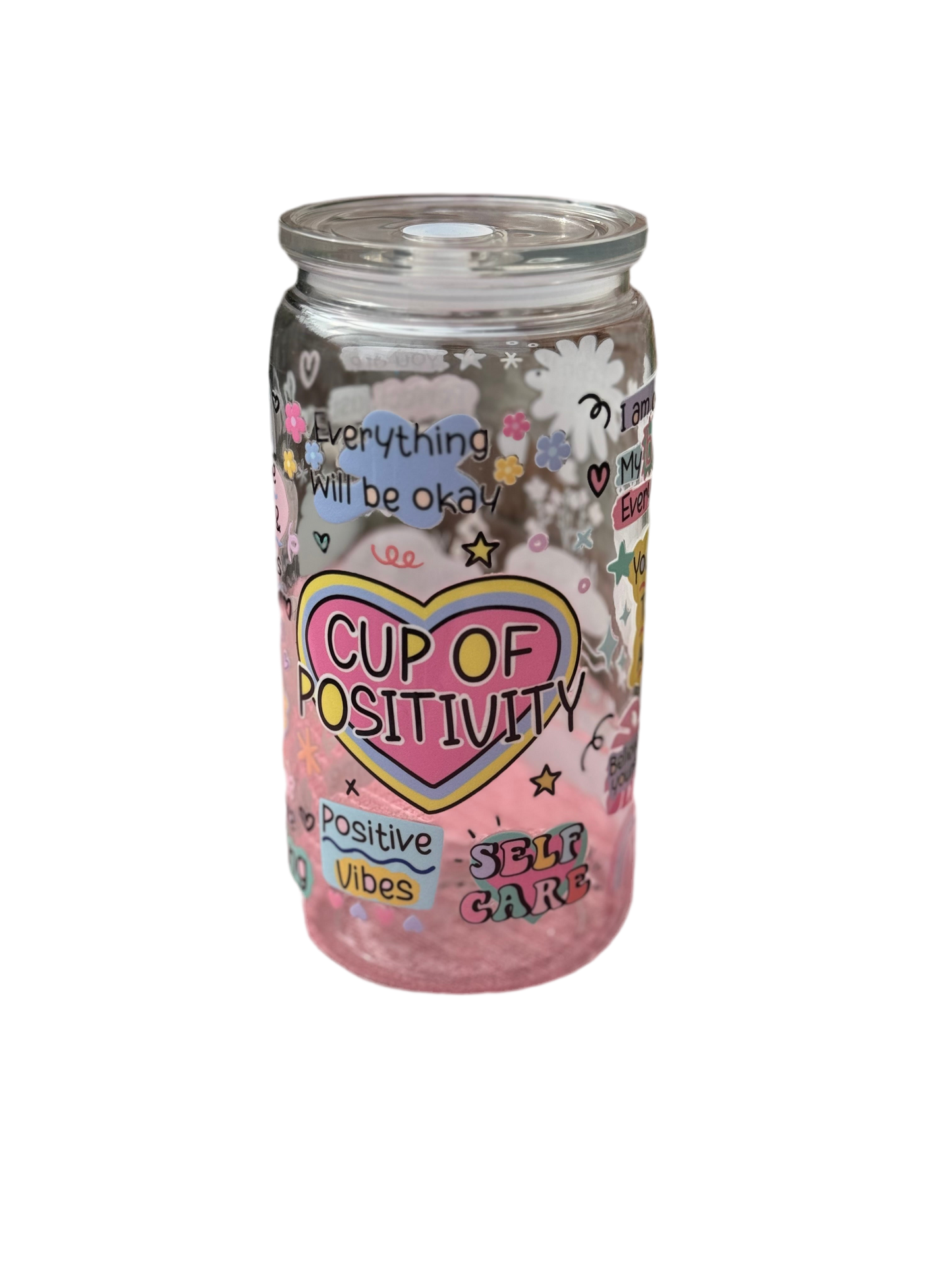 Gobelet en acrylique « Coupe de positivité » de 473 ml avec citations inspirantes