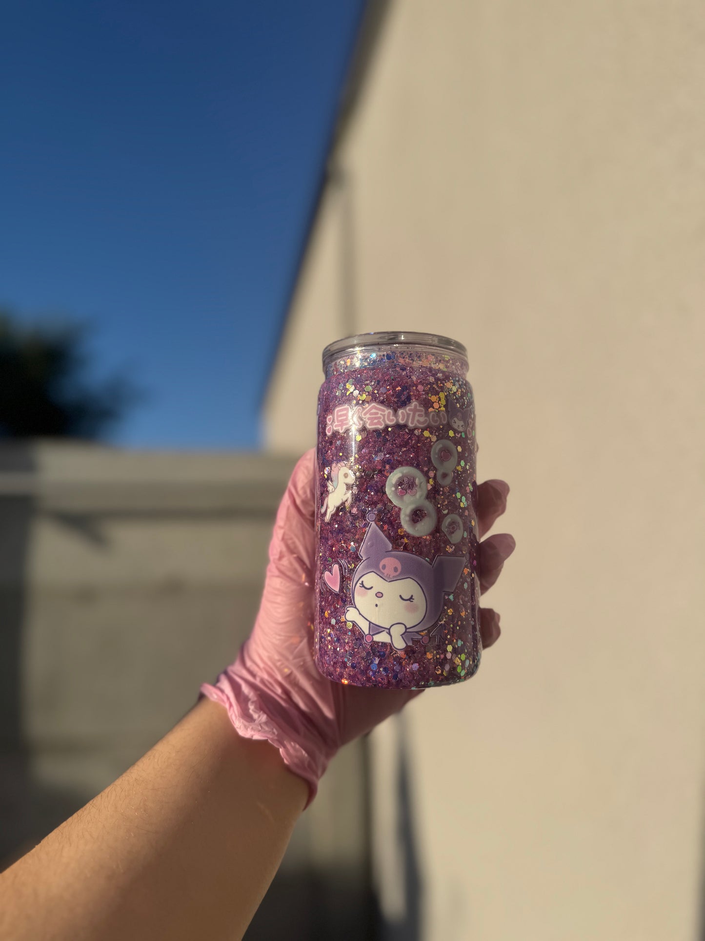 Kuromi Glitter Snow Globe Tumbler | 16oz