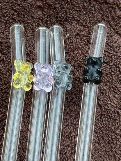 Gummy bears glass straw