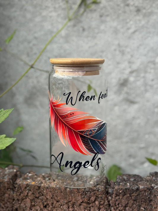 When feathers appear angels are near  Glass Tumbler￼