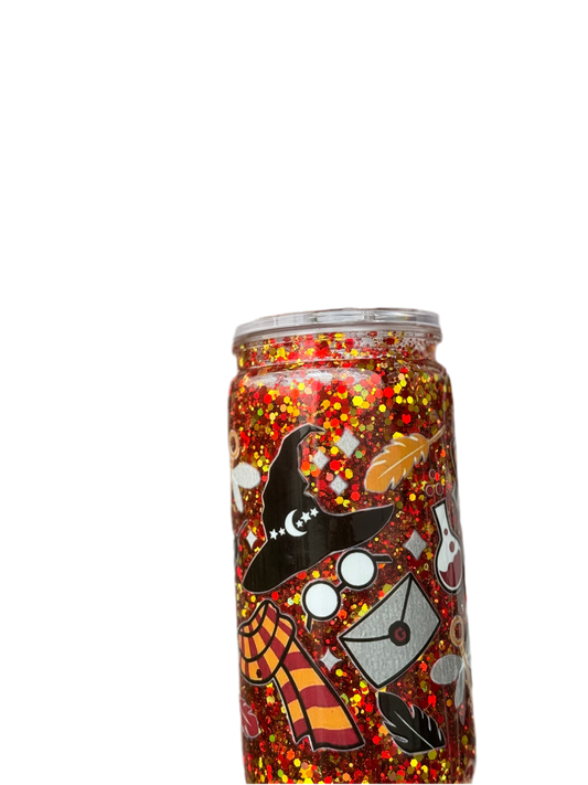 🪄 Harry Potter 16oz /473ml Snow Globe Tumbler Red & Gold Glitter