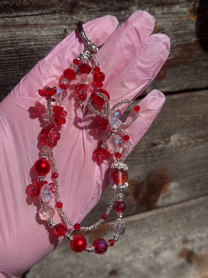 Red Crystal Beaded Keychain ❤️