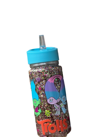 Trolls 10oz bottle with blue lid