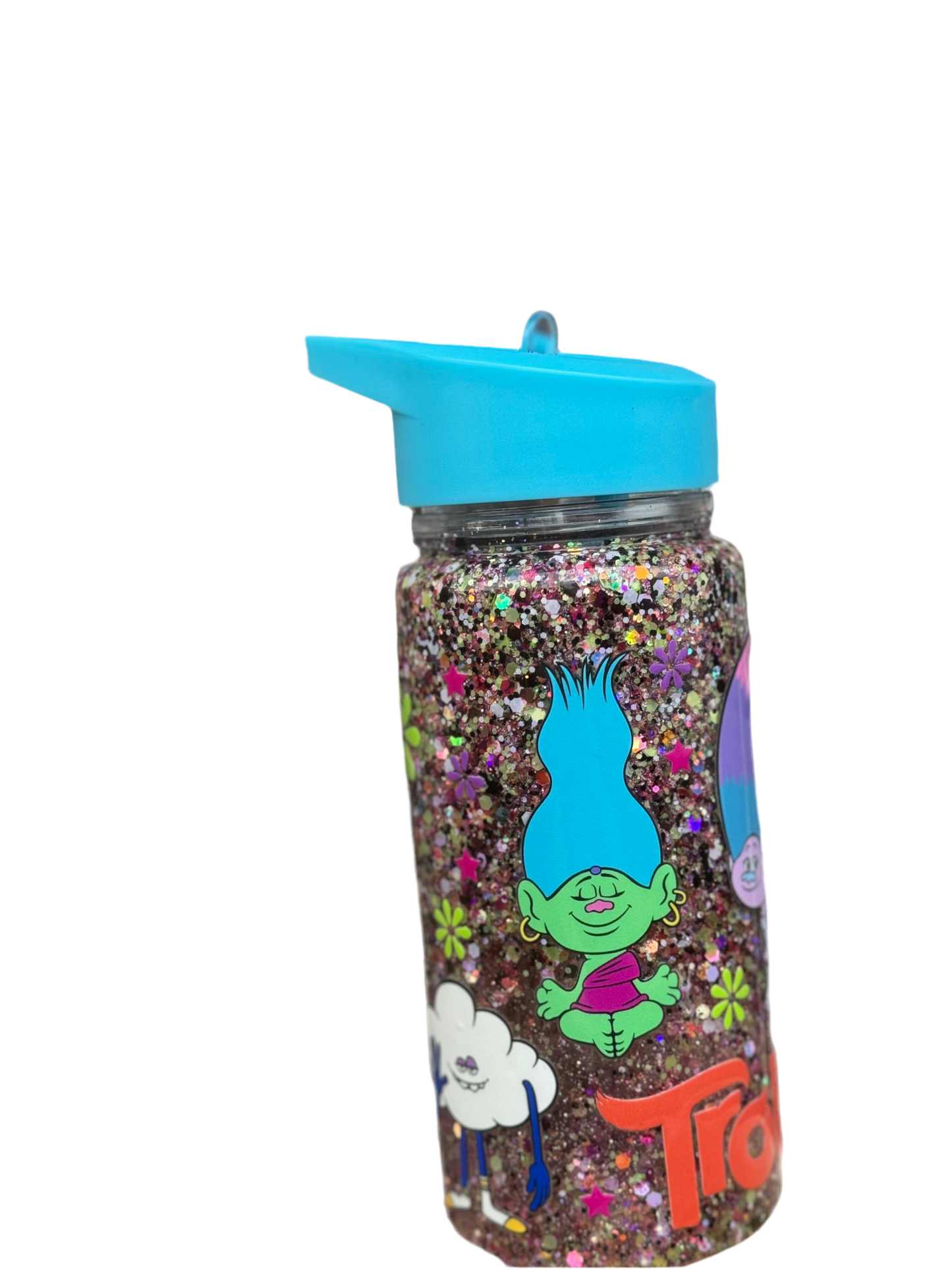 Trolls 10oz bottle with blue lid