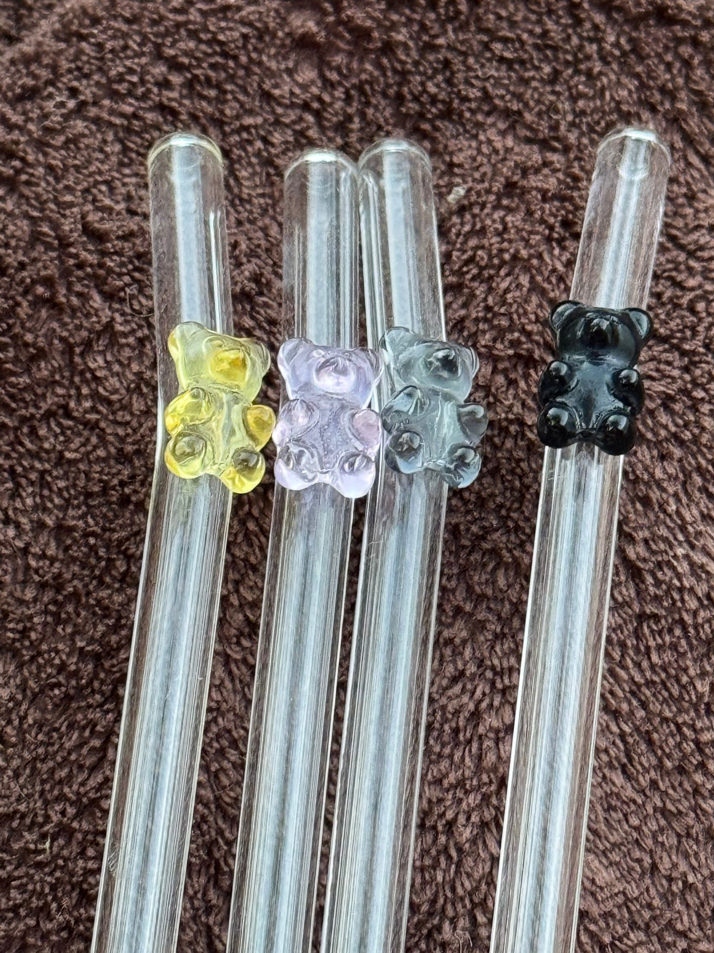 Gummy bears glass straw