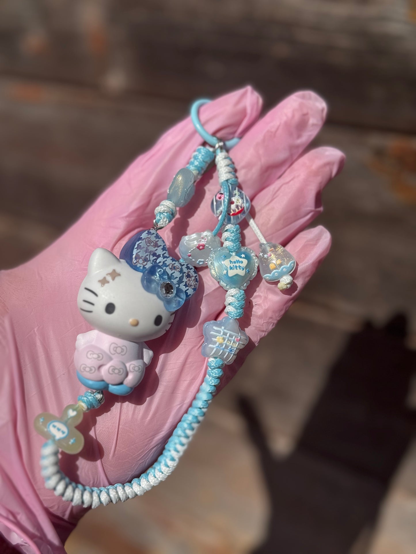 Hello Kitty Blue Beaded Bag Charm & Keychain 🩵🎀